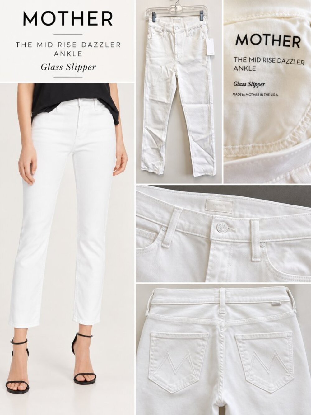 MOTHER The Mid Rise Dazzler Ankle Jeans Glass Slipper